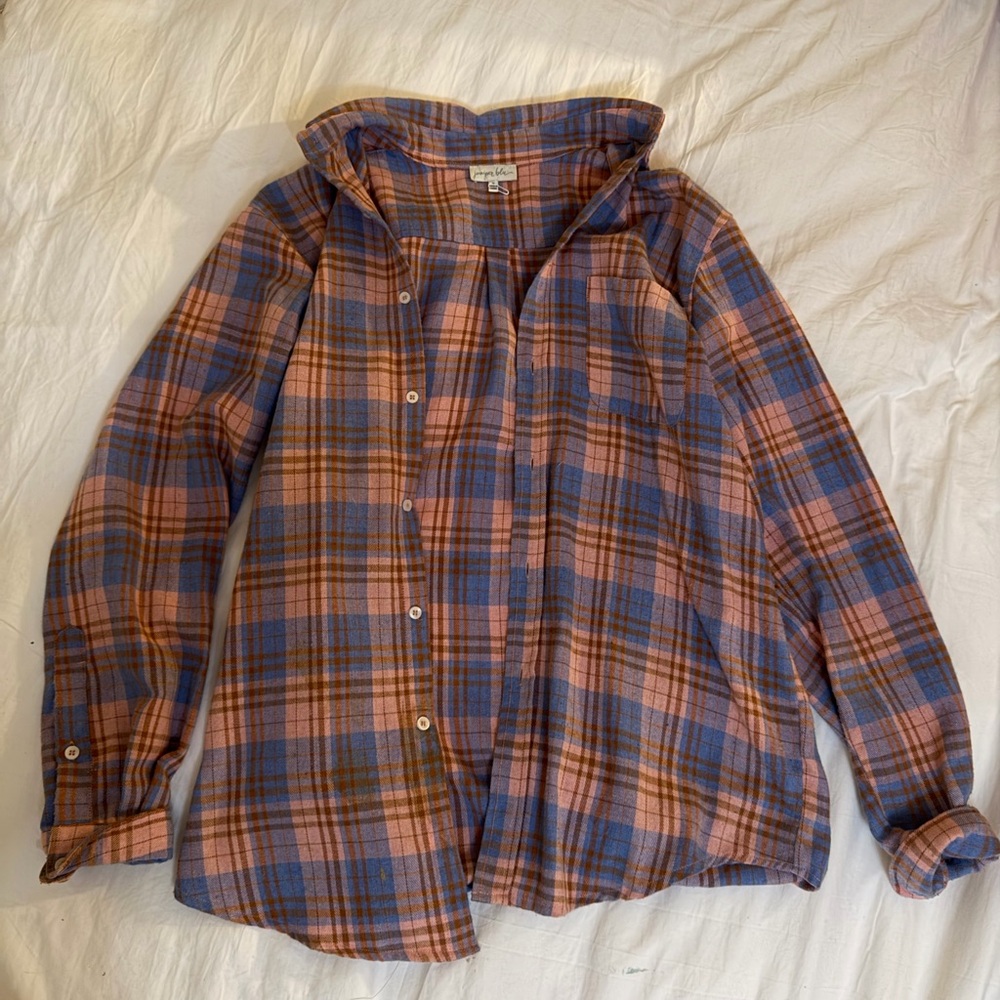 Eddie Bauer Blue and Pink Plaid Shirt